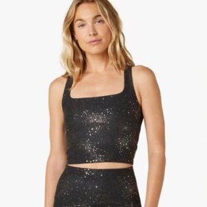 Beyond Yoga Lucky Stars SoftShine Square Neck Cropped Tank Size XS metallic